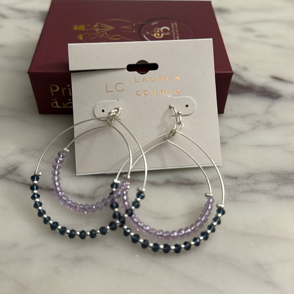 Lc Lauren Conrad Hoop Crystal Earrings